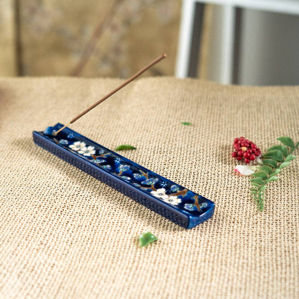 Handpainted Ceramic Incense Holder - Plum Blossoms