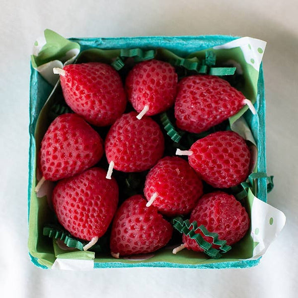 Strawberry Beeswax Birthday Candles
