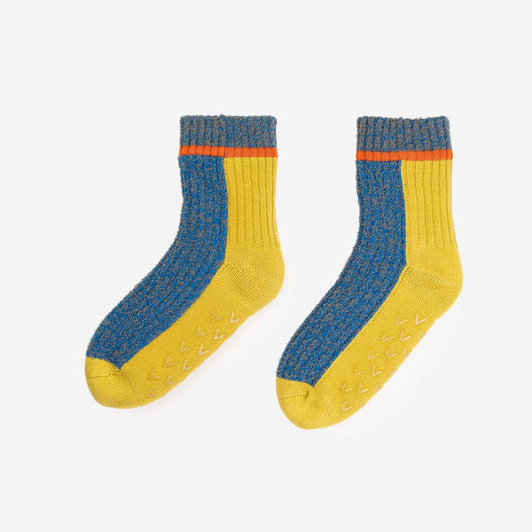 Color Ragg House Socks - Golden Olive Cobalt