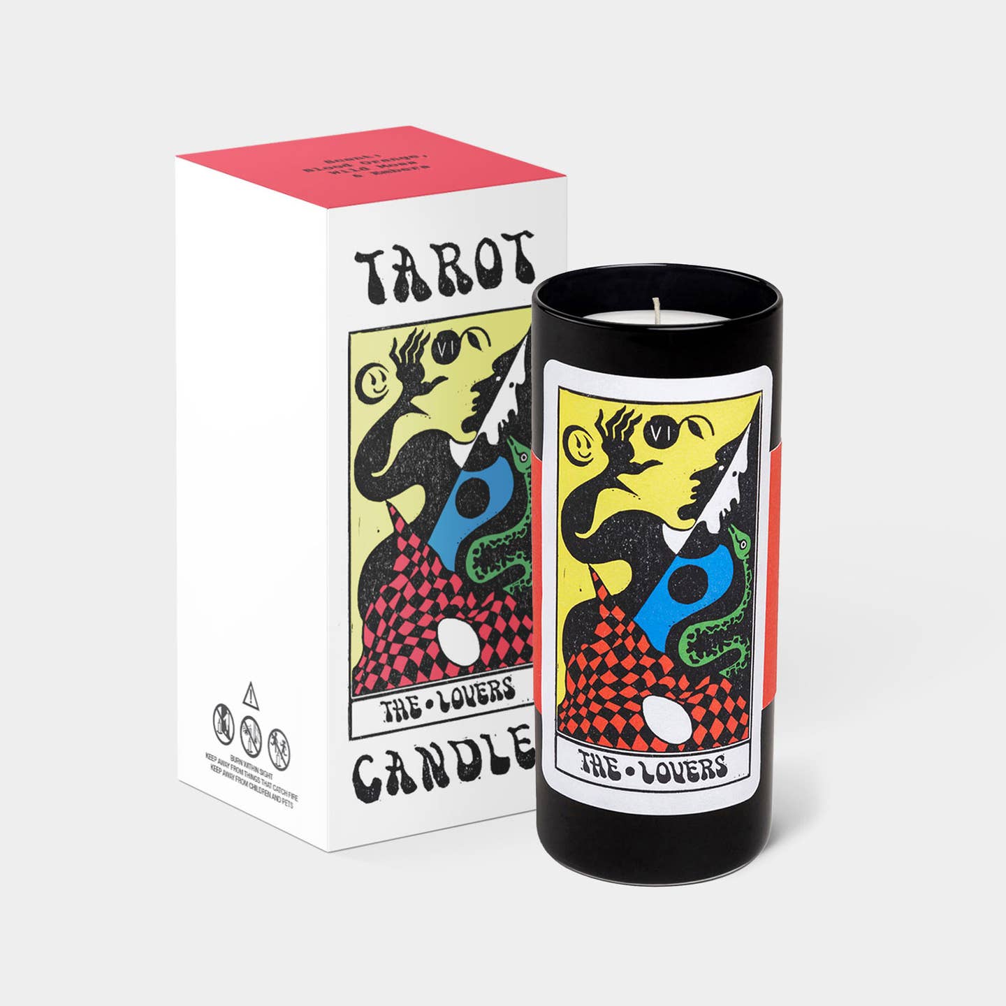 Tarot Lovers Candle 6" - Orange & Moss