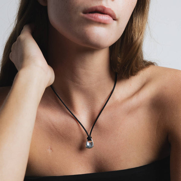 Odette Necklace in Black and Sterling Silver