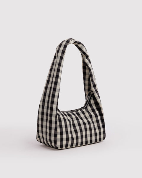 Small Nylon Meringue Bag - Black And Cream Gingham