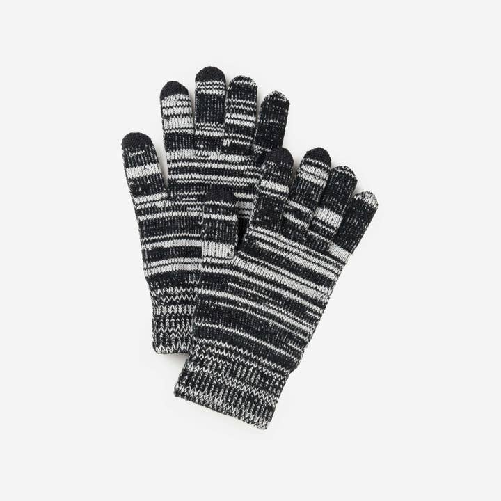 Twist Knit Touchscreen Gloves - Black and White