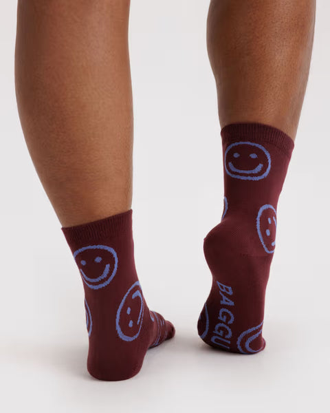 Crew Socks - Mahogany Happy