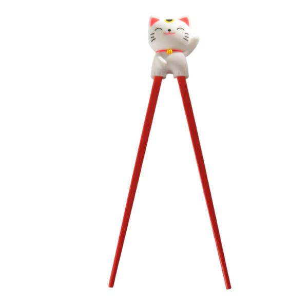 Lucky Cat Training Chopsticks - White