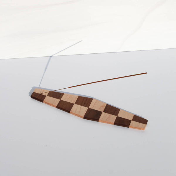 Moderna Checkered Wood Incense Holder
