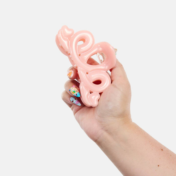 Large Heart Loop Claw - Pink