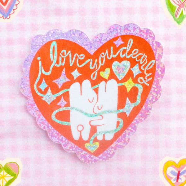 'I Love You Dearly' Glitter Vinyl Sticker
