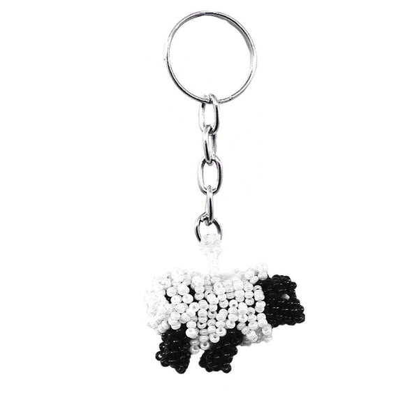 Beaded Sheep Seed Bead Figurine Keychain