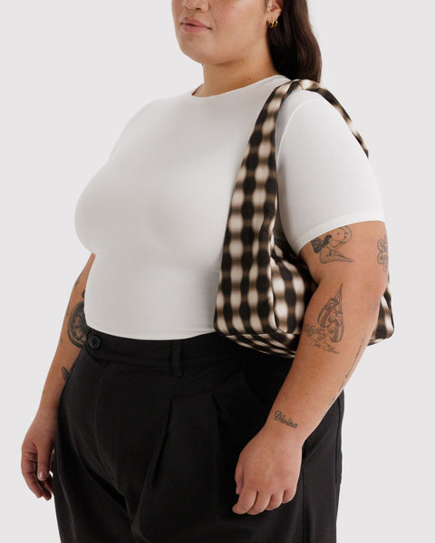 Small Nylon Meringue Bag - Blurred Gingham Brown