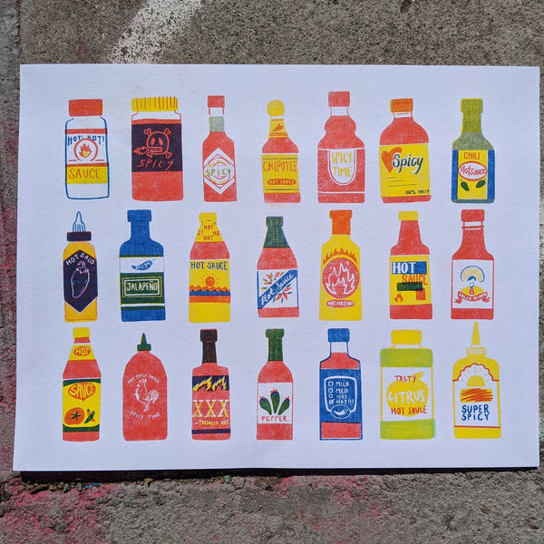 Hot Sauce Risograph Print