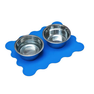 Wavy Pet Bowl Mat - Blue