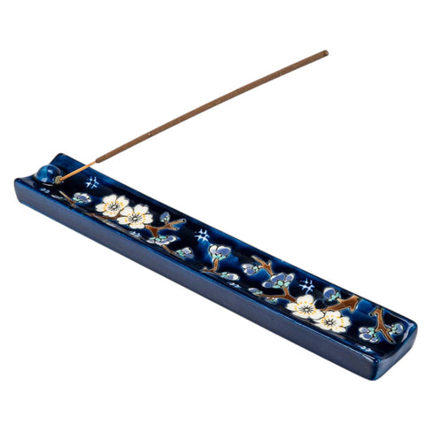 Handpainted Ceramic Incense Holder - Plum Blossoms