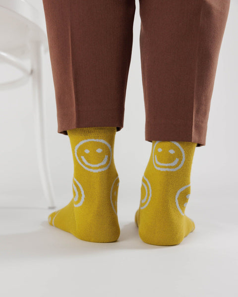 Crew Socks - Ochre Happy