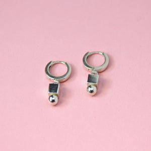 Shapes Charm Huggie Hoops- Sterling Silver