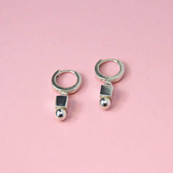 Shapes Charm Huggie Hoops- Sterling Silver