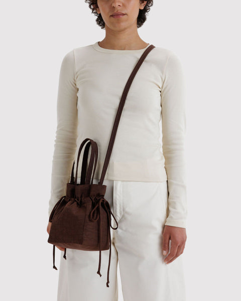 Nylon Drawstring Bag - Coffee