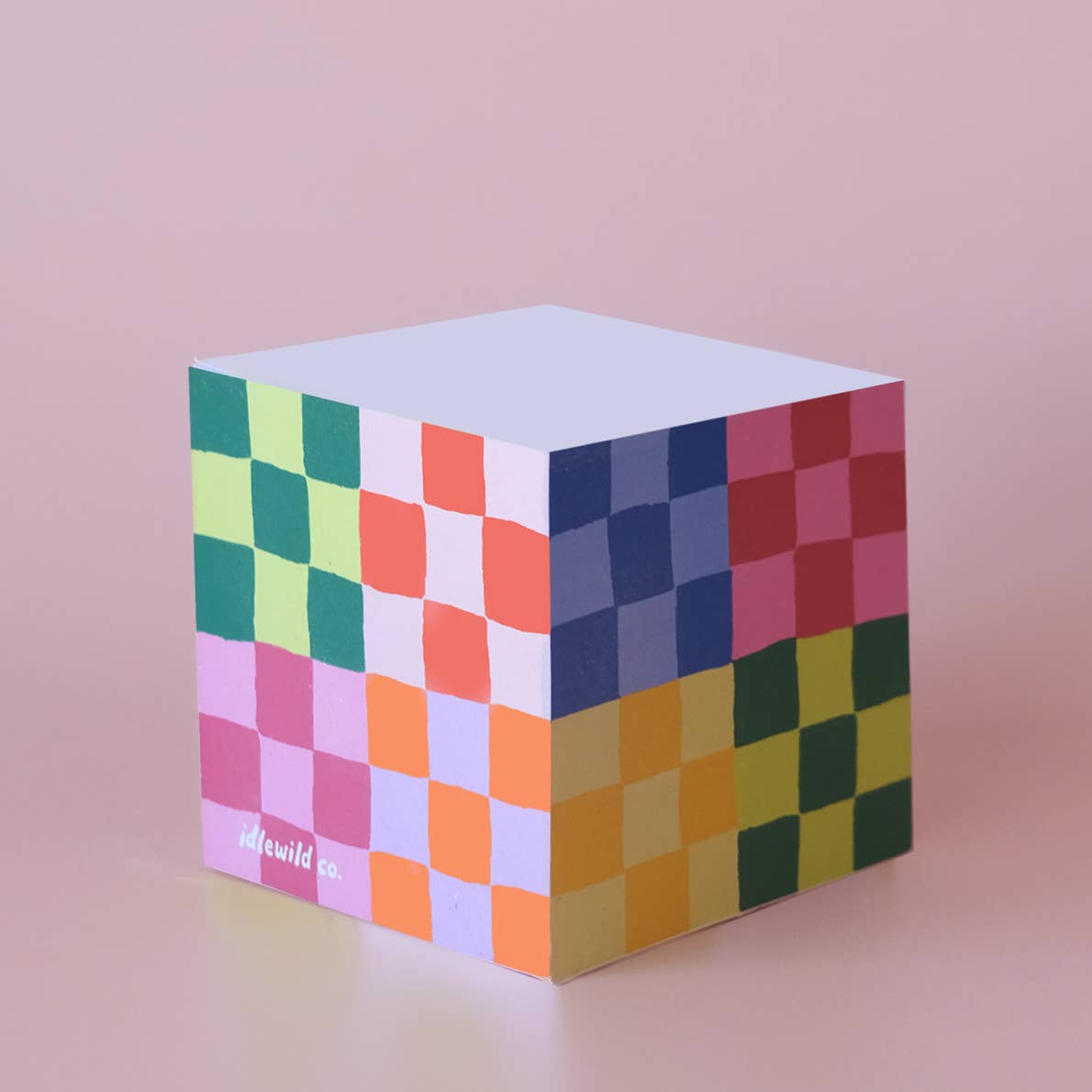 Rainbow Checks Sticky Note Cube