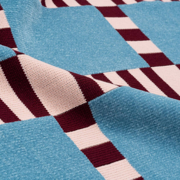 Tile Patch Chenille Throw - Stone Blue