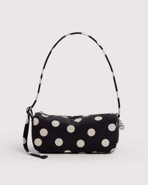 Nylon Loaf Bag - Black and Cream Polka Dot