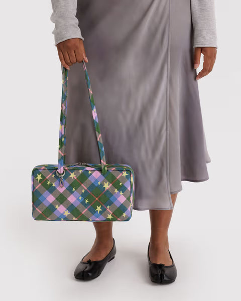 Nylon Bowler Bag - Green Star Plaid