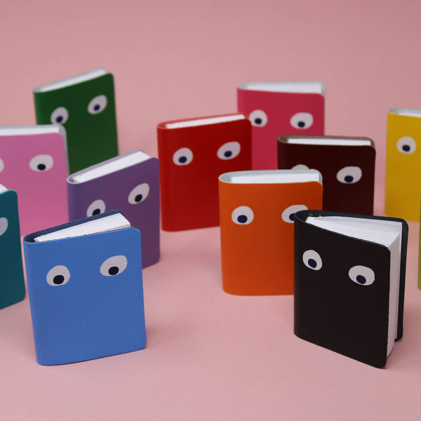 Googly Eye Mini Leather Notebook - Cornflower