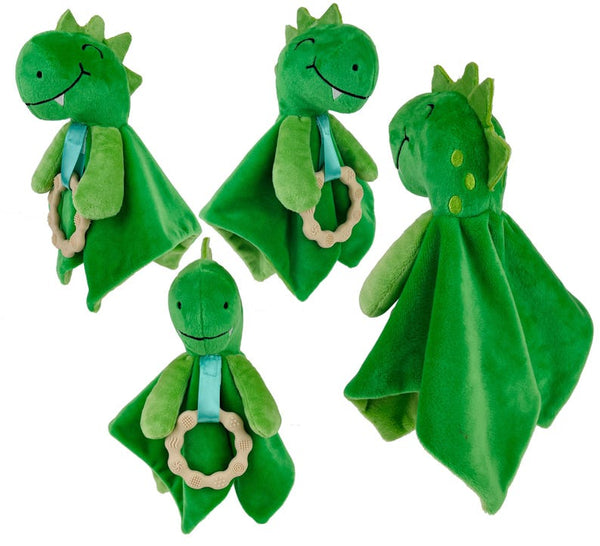 Plush Security Blanket & Teether Toy - Dinosaur