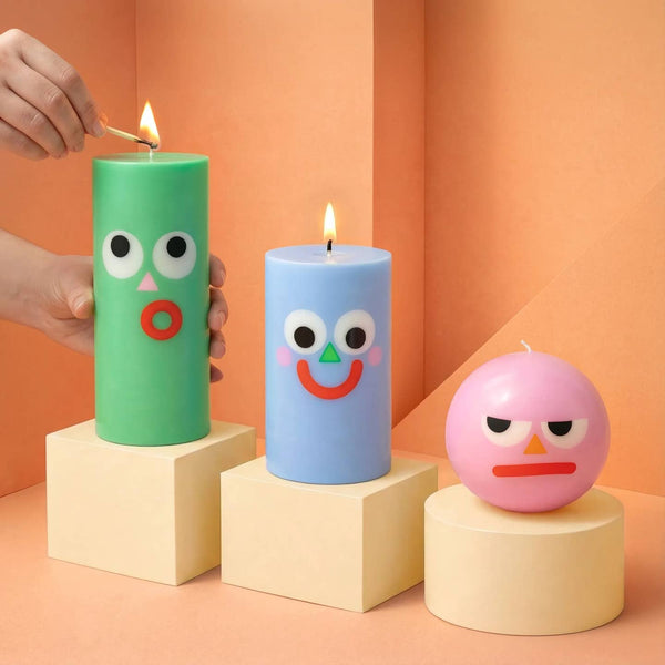 Moodz: Dippy Pillar Face Candle - Green