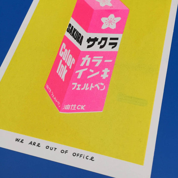 A Very Bright Japanese Sakura Ink Print