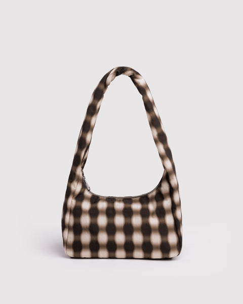 Small Nylon Meringue Bag - Blurred Gingham Brown