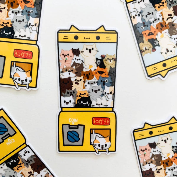 Cat Gachapon Machine Vinyl Sticker