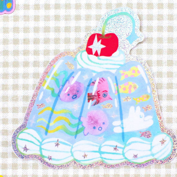 'Ocean Jelly' Glitter Vinyl Sticker