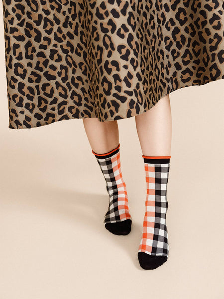 Colorblock Gingham Crew - Red