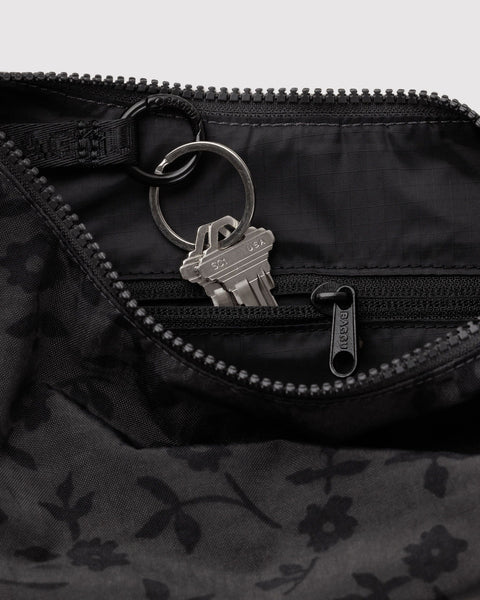 Small Nylon Crescent Bag - Charcoal Ditsy Floral