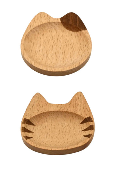 Cat Shaped Wooden Sauce Dish