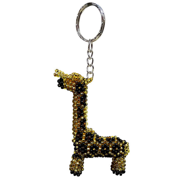 Beaded Giraffe Seed Bead Figurine Keychain