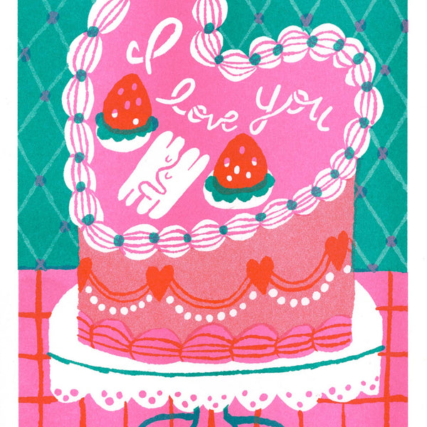 'Our Strawberry Cake' Riso Print