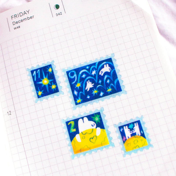 'To the Moon & Back' Frosted Glitter A6 Stamp Sticker Sheet