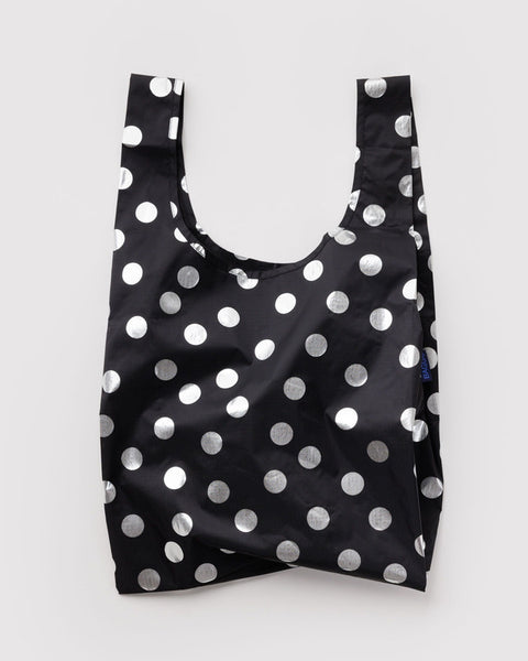 Standard Baggu - Silver Metallic Polka Dot