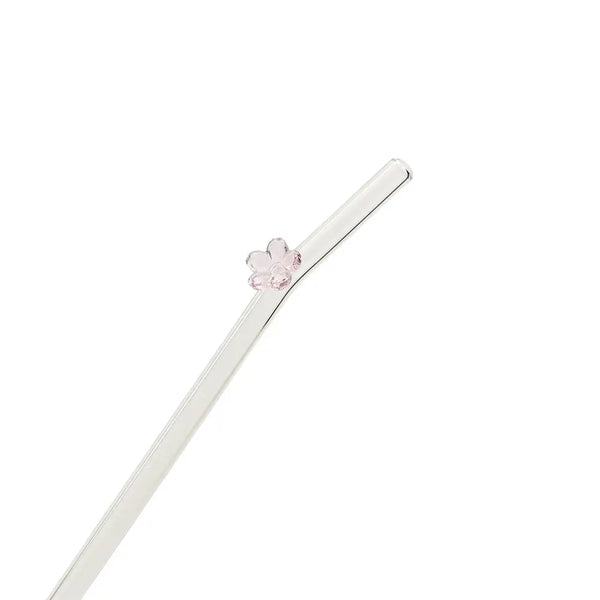 Colored Flower Glass Straw