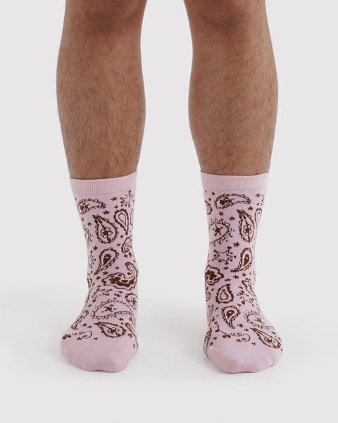 Crew Socks - Paisley Pink