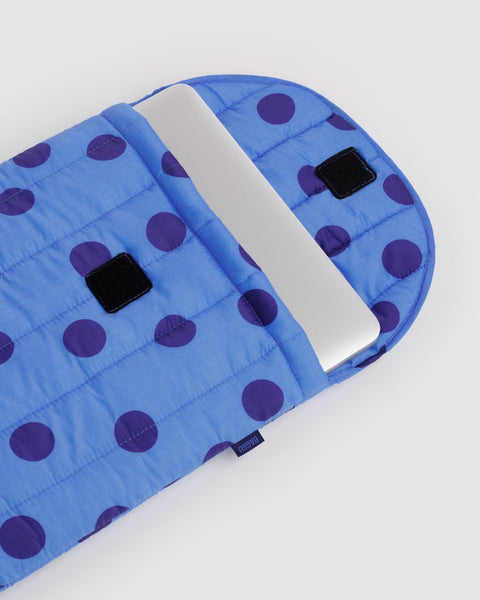 Puffy Laptop Sleeve 13"/14" - Blue Polka Dot