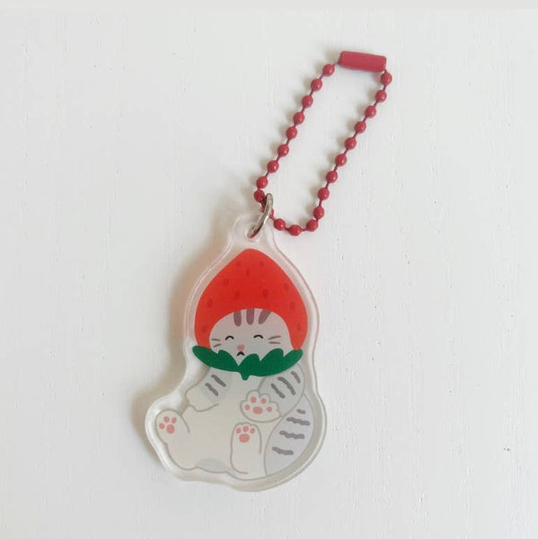 Bag + Journal Charm - Strawberry Cat