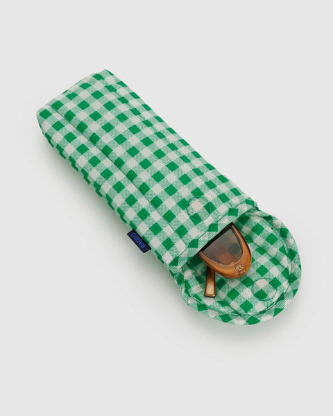 Puffy Glasses Sleeve - Green Gingham