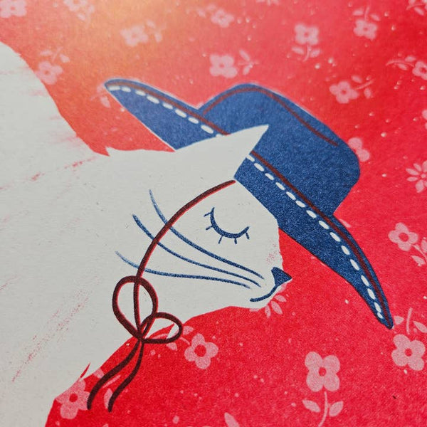 Cowboy Cat Risograph Print