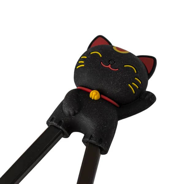 Lucky Cat Training Chopsticks - Black