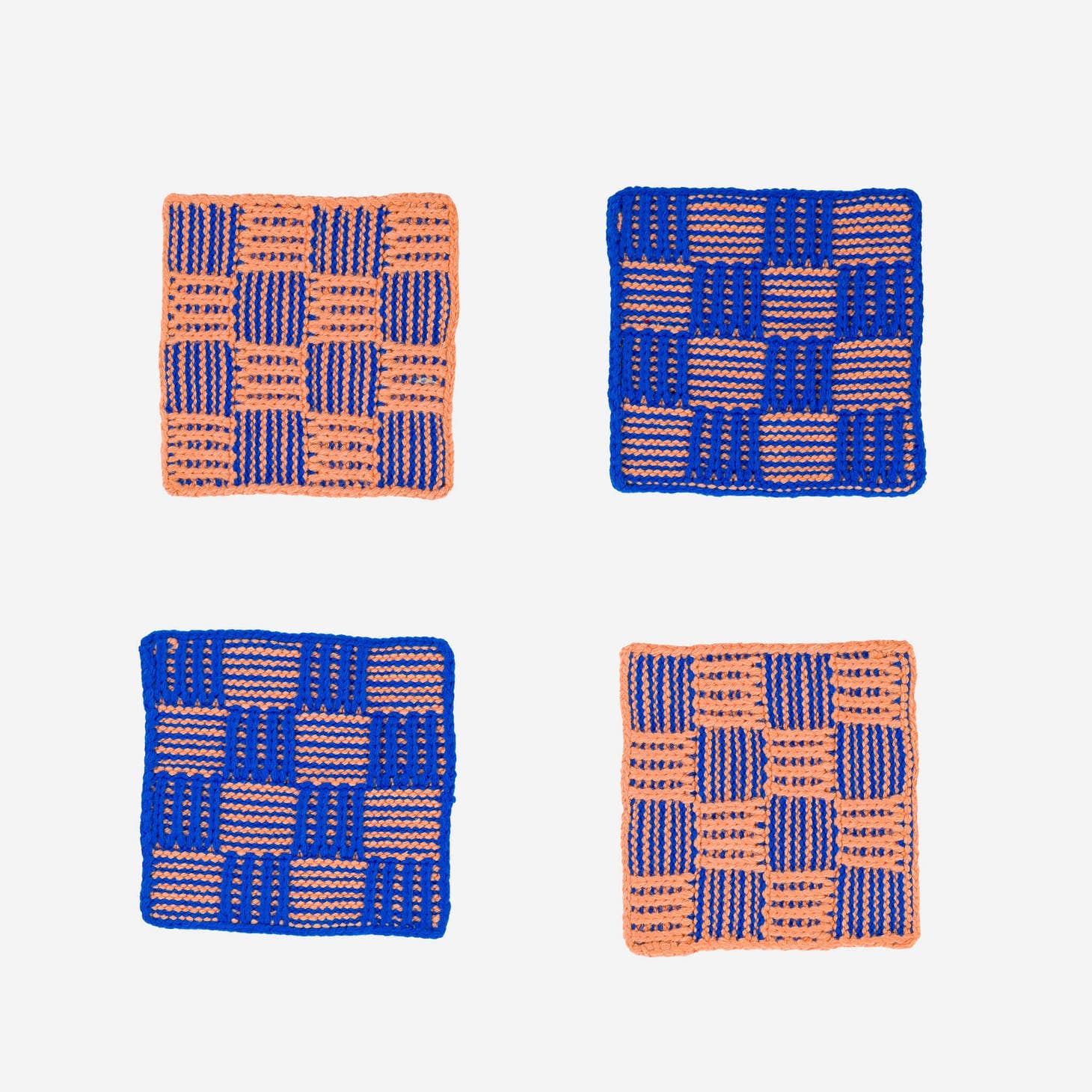 Checkerboard Coaster Set - Cobalt