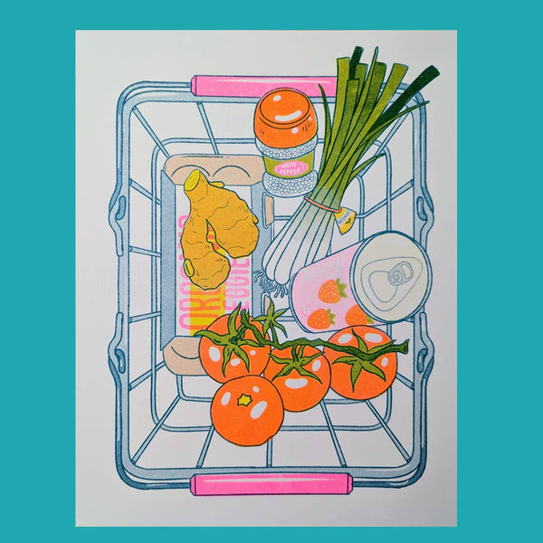 Tomato Egg Risograph Print