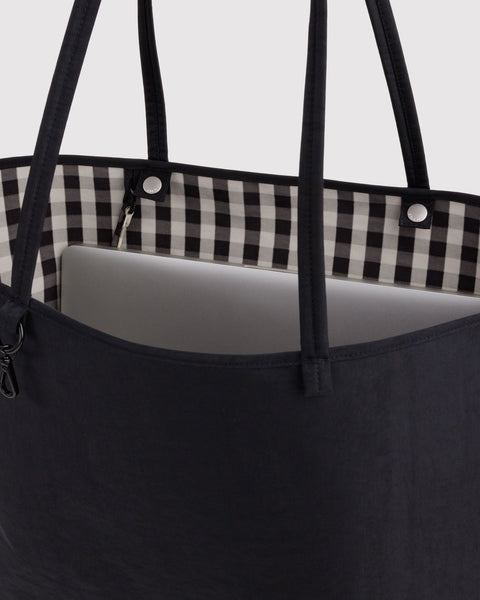 Large Nylon Reversible Tote - Black Mix