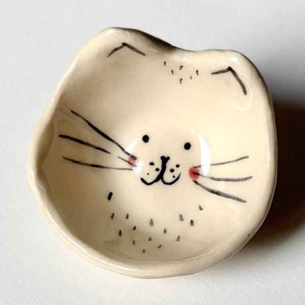 Tiny Cat Face Mini Handmade Ceramic Dish